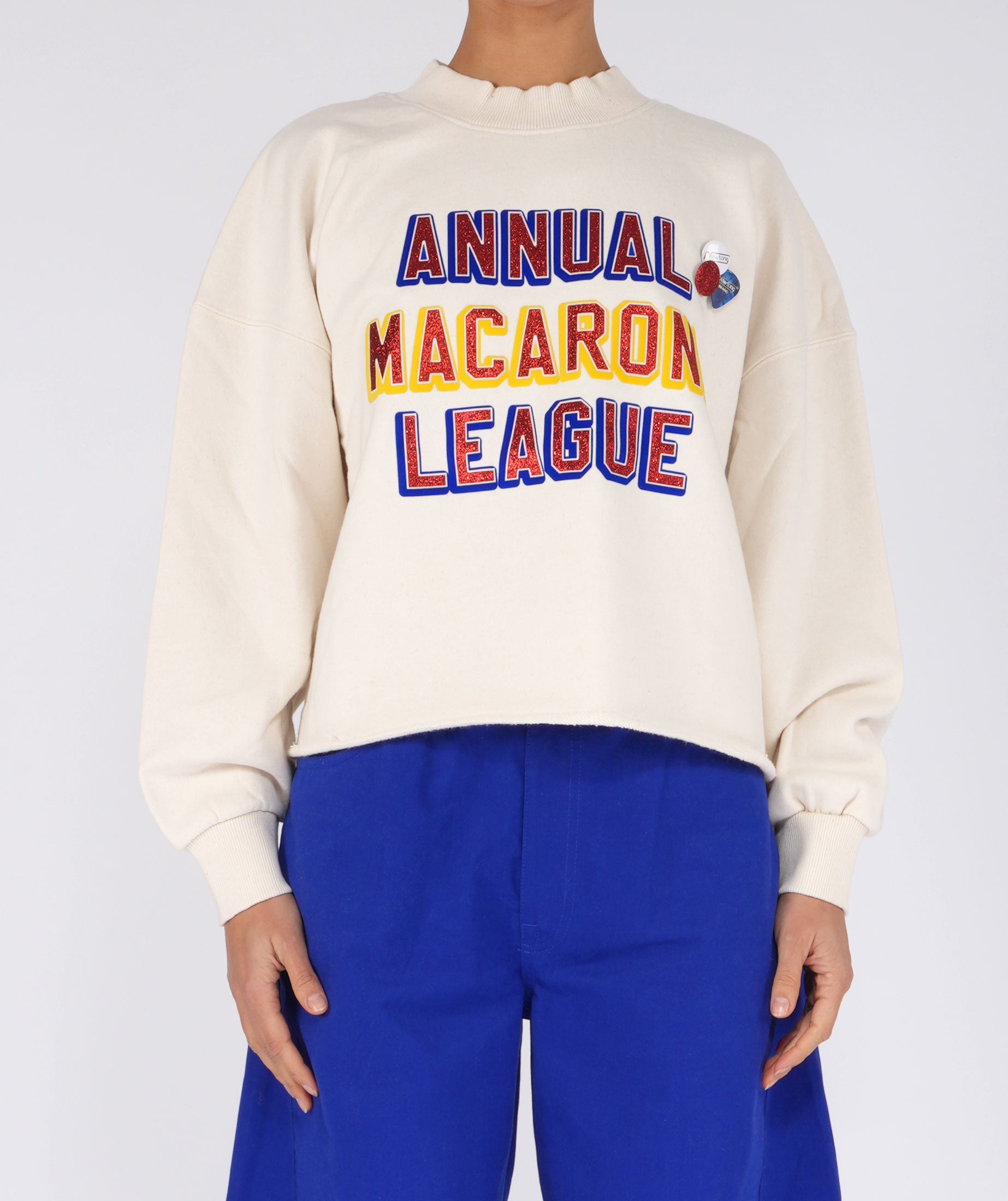 MACARONI" natural crop sweatshirt