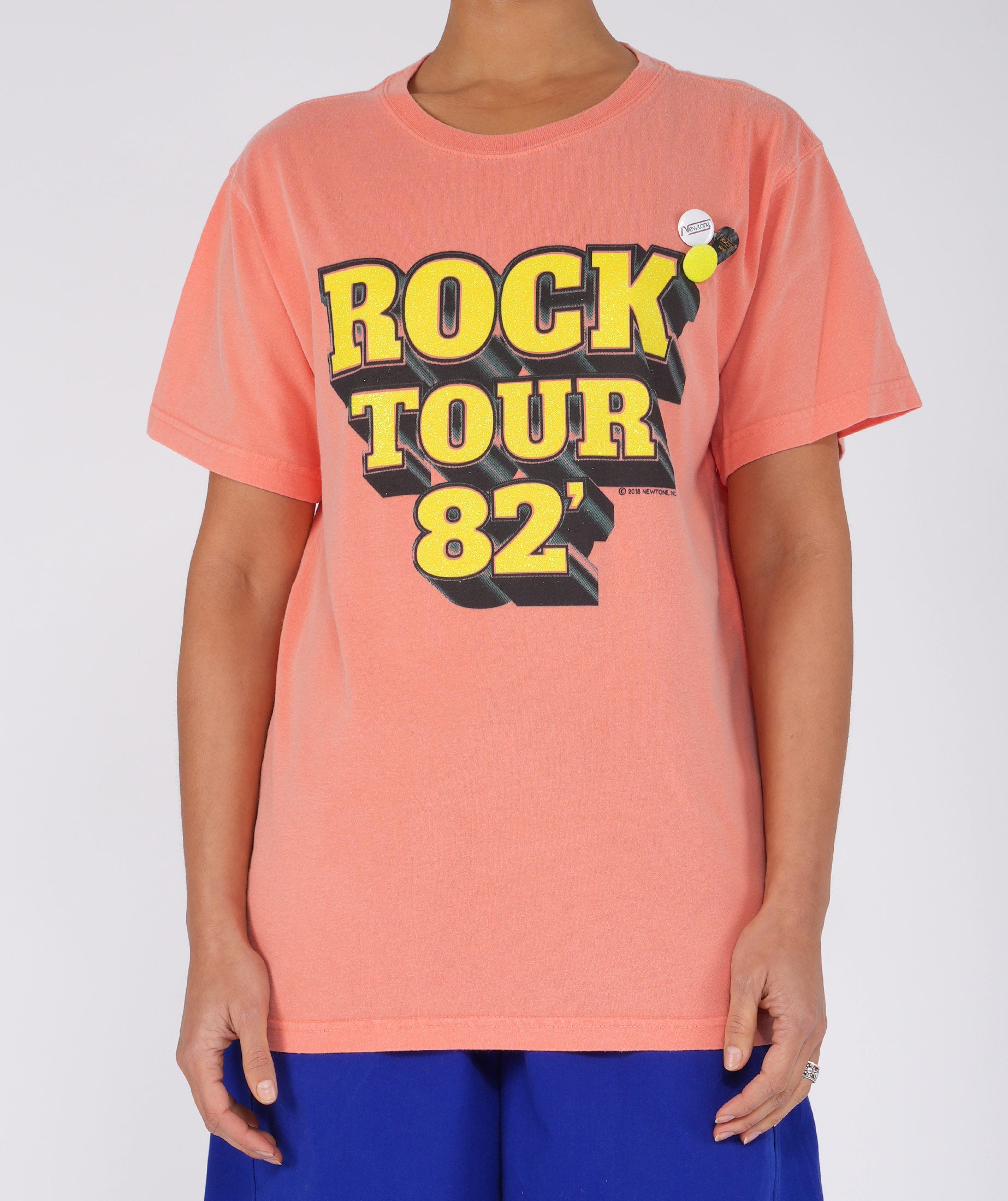 TOUR" coral trucker tee shirt
