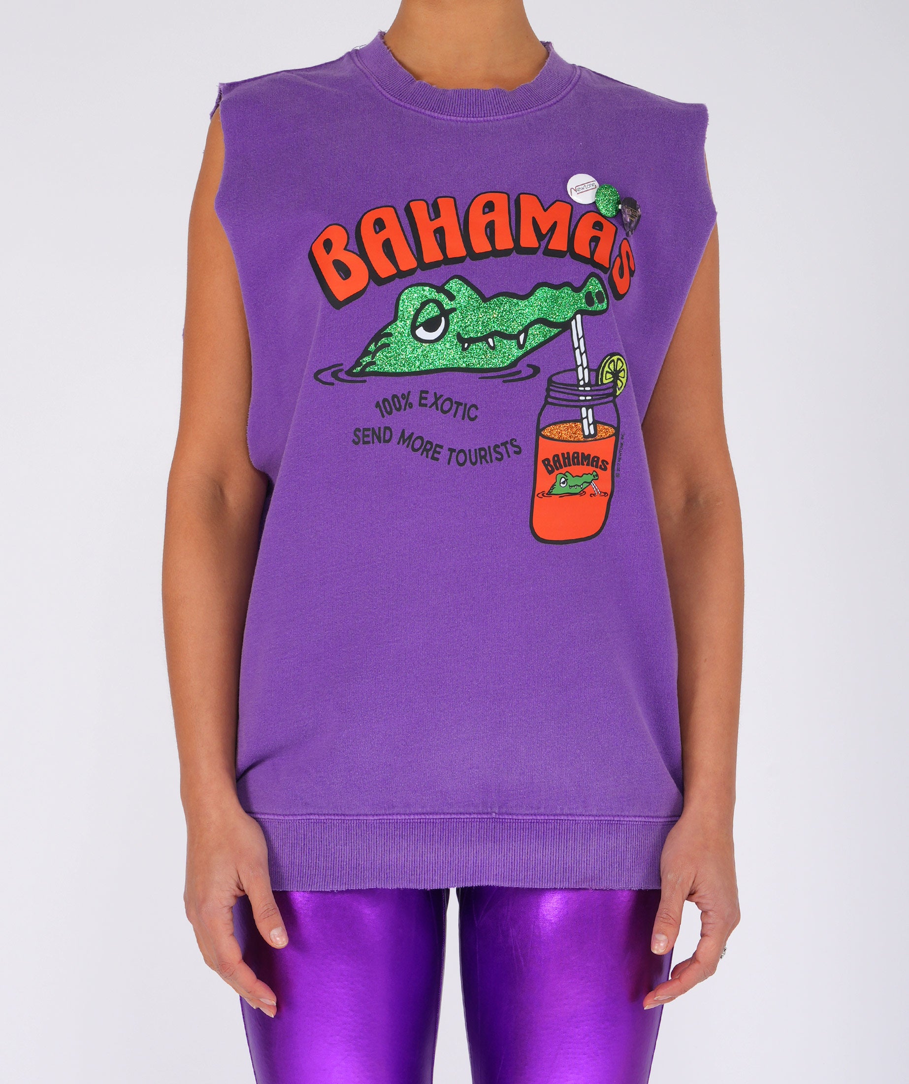 TOURIST" purple bolster sweatshirt