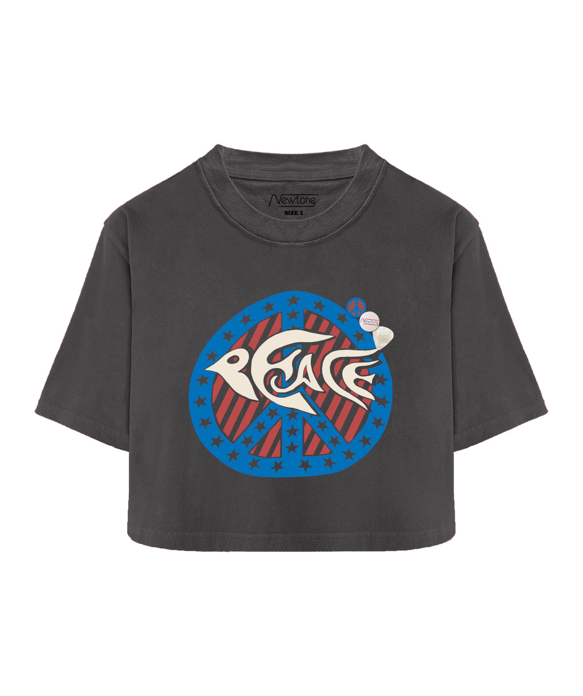 PEACE" crop crooper pepper tee shirt