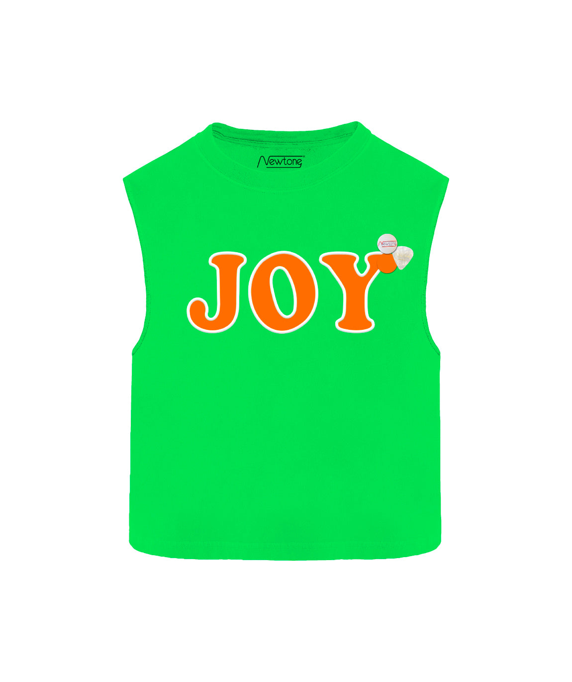 JOY" dyer neon green tee shirt