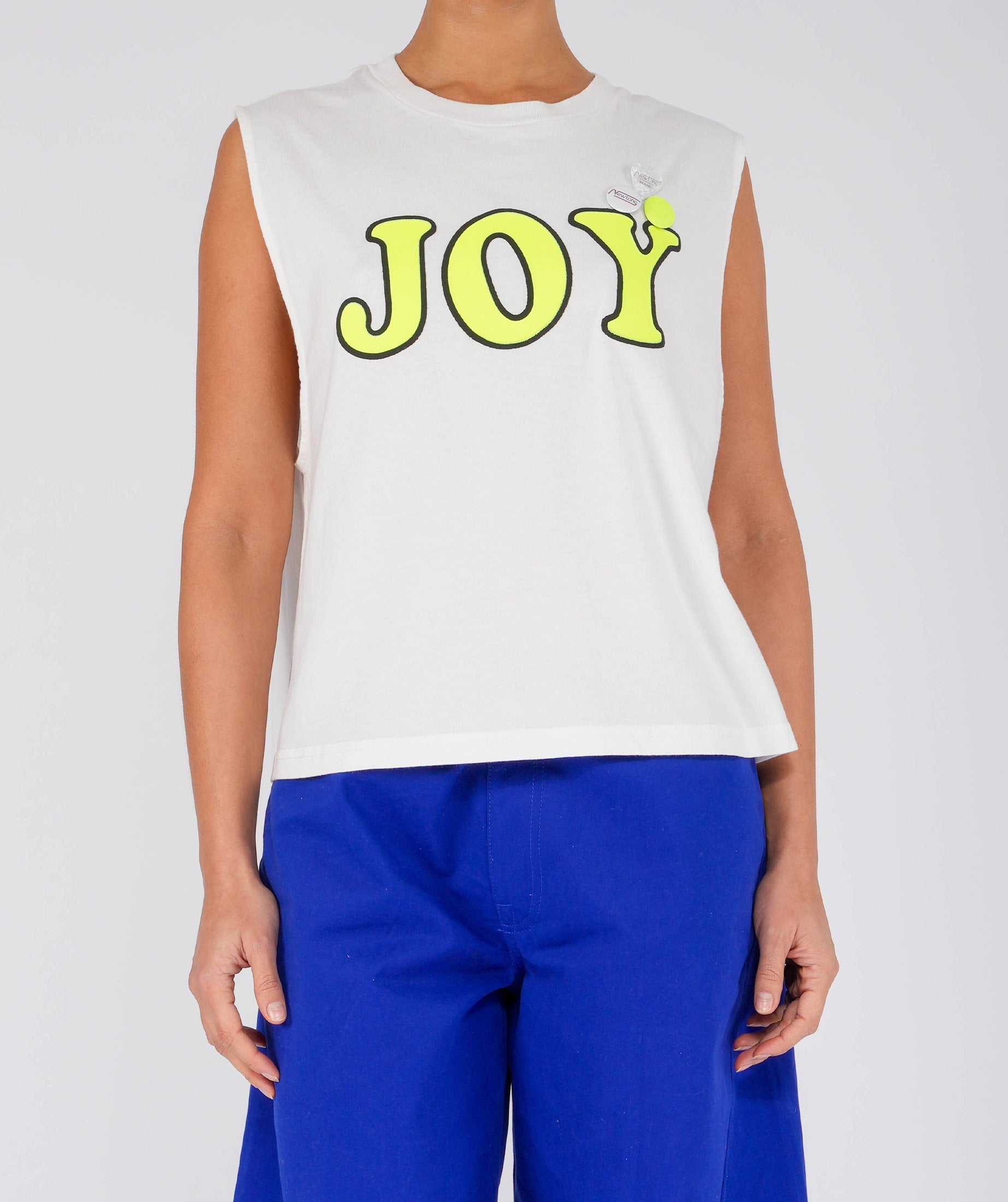 JOY" dyer dirty white tee shirt