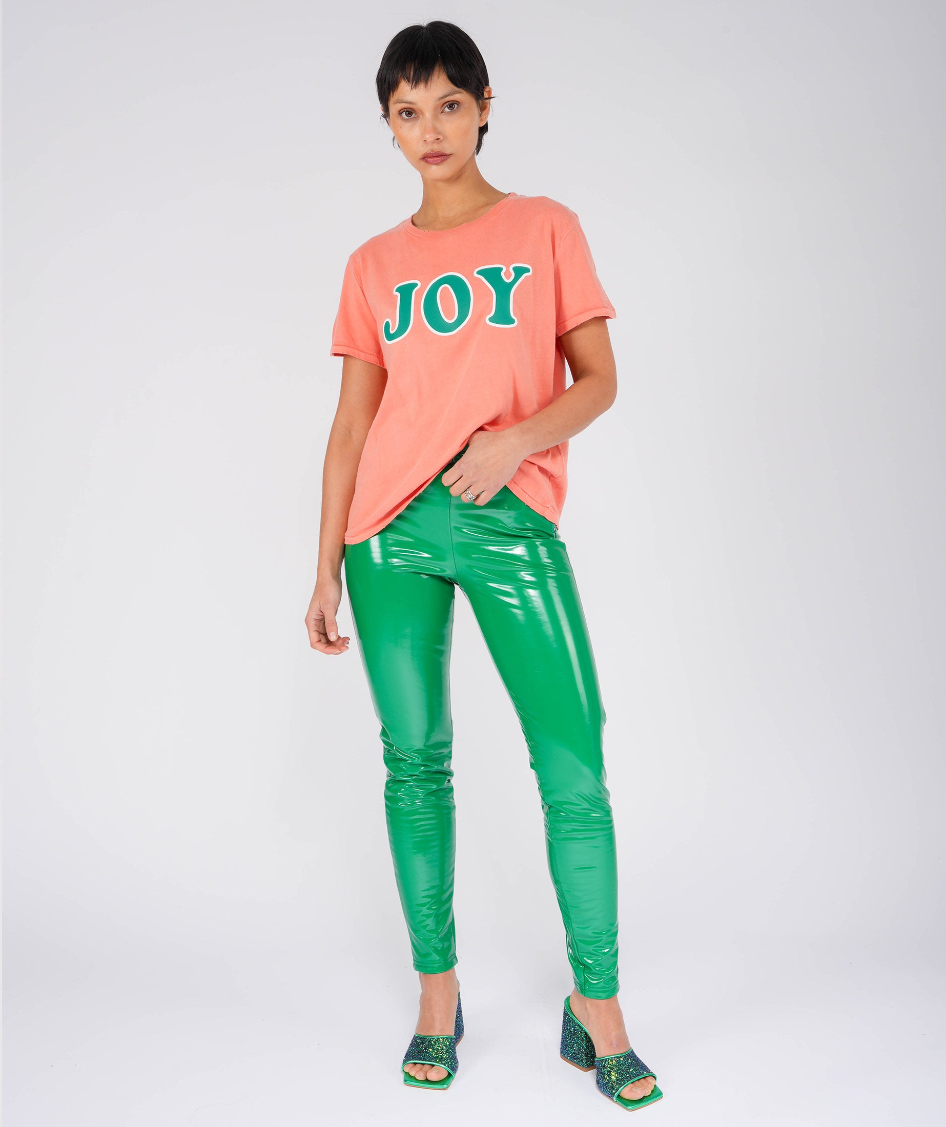 JOY" starlight coral tee shirt