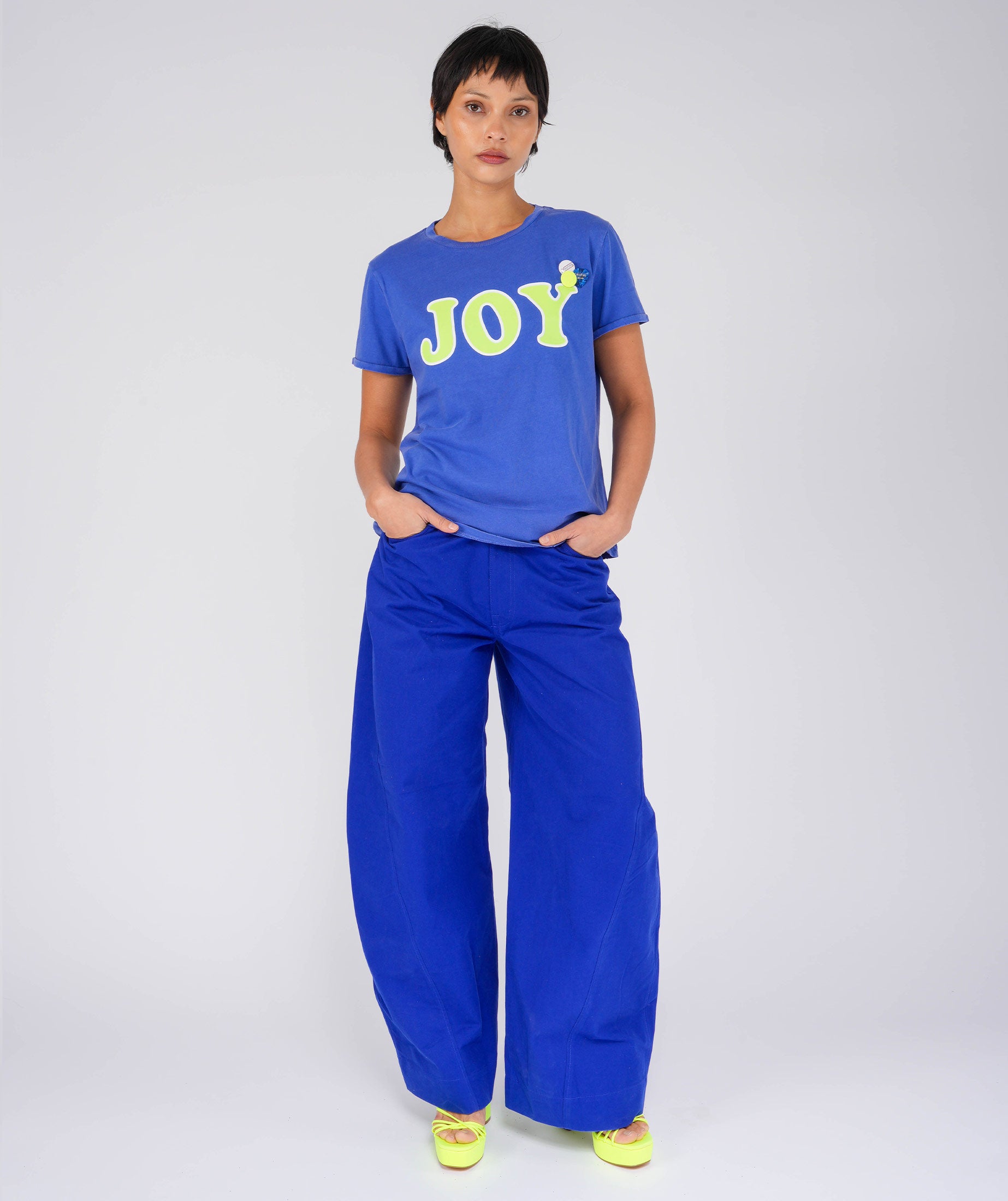 JOY" starlight flo blue tee shirt