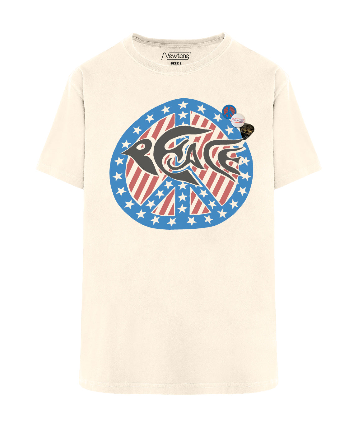 PEACE" natural trucker tee shirt