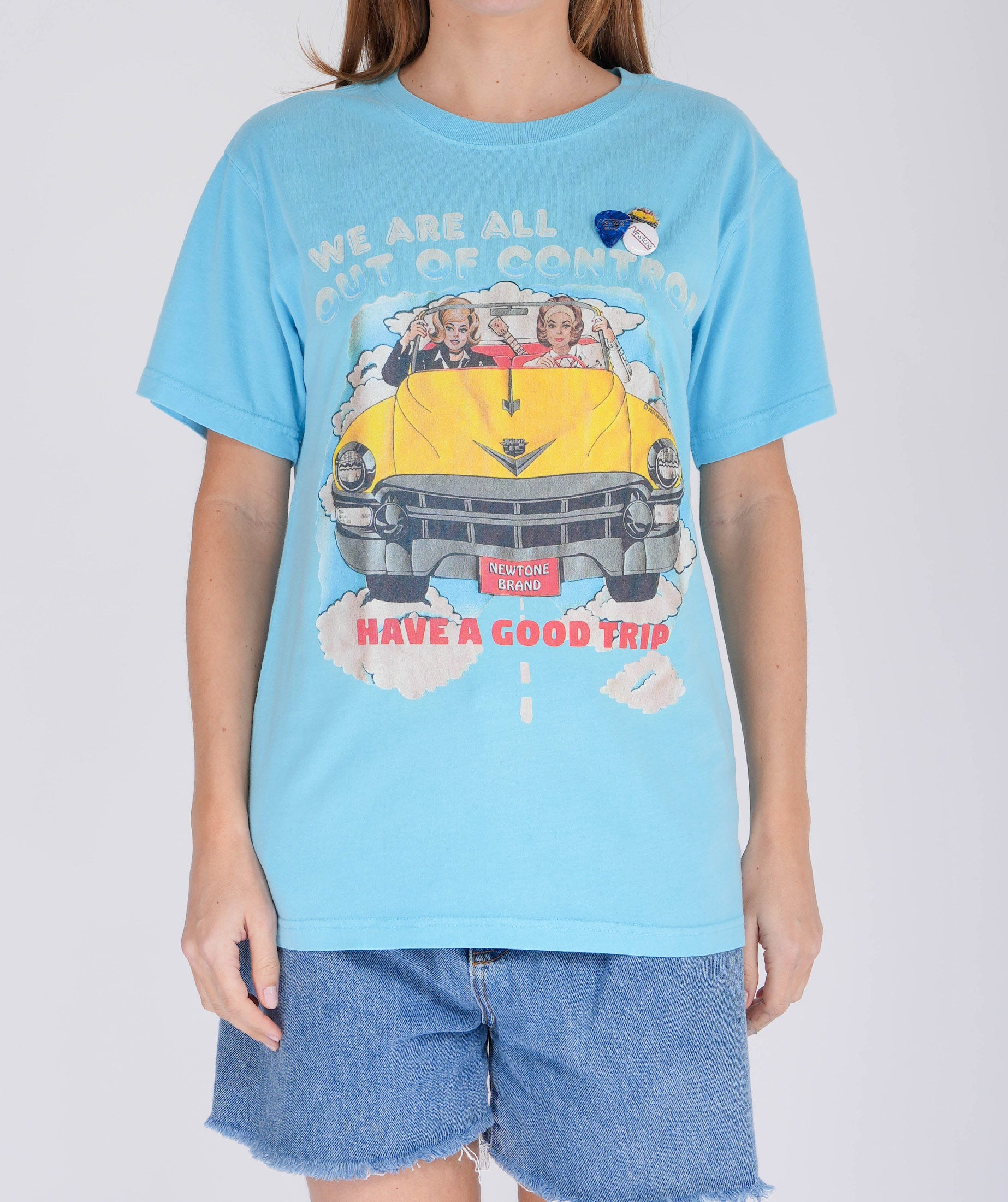 CONTROL" pool blue trucker tee shirt