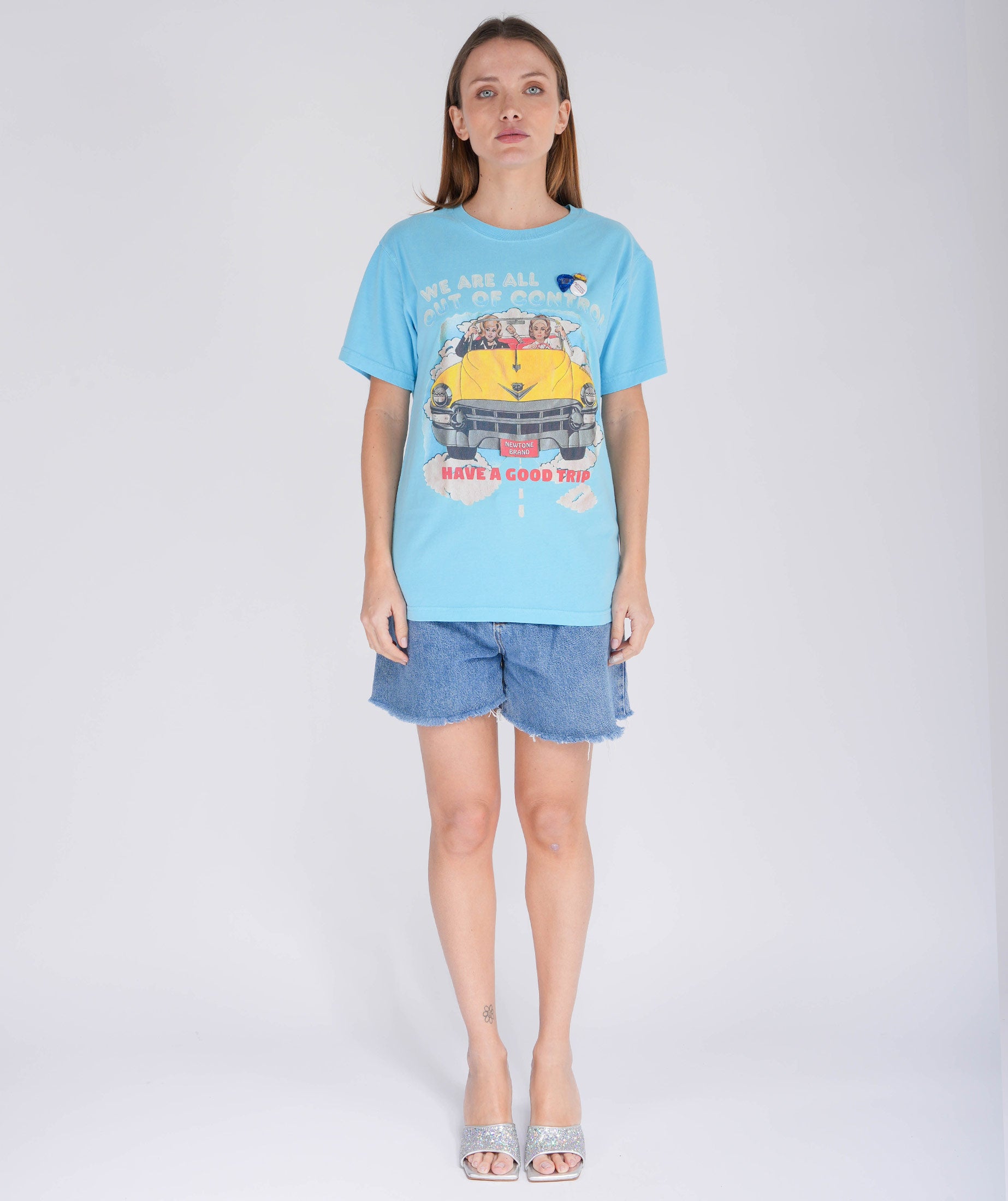 CONTROL" pool blue trucker tee shirt