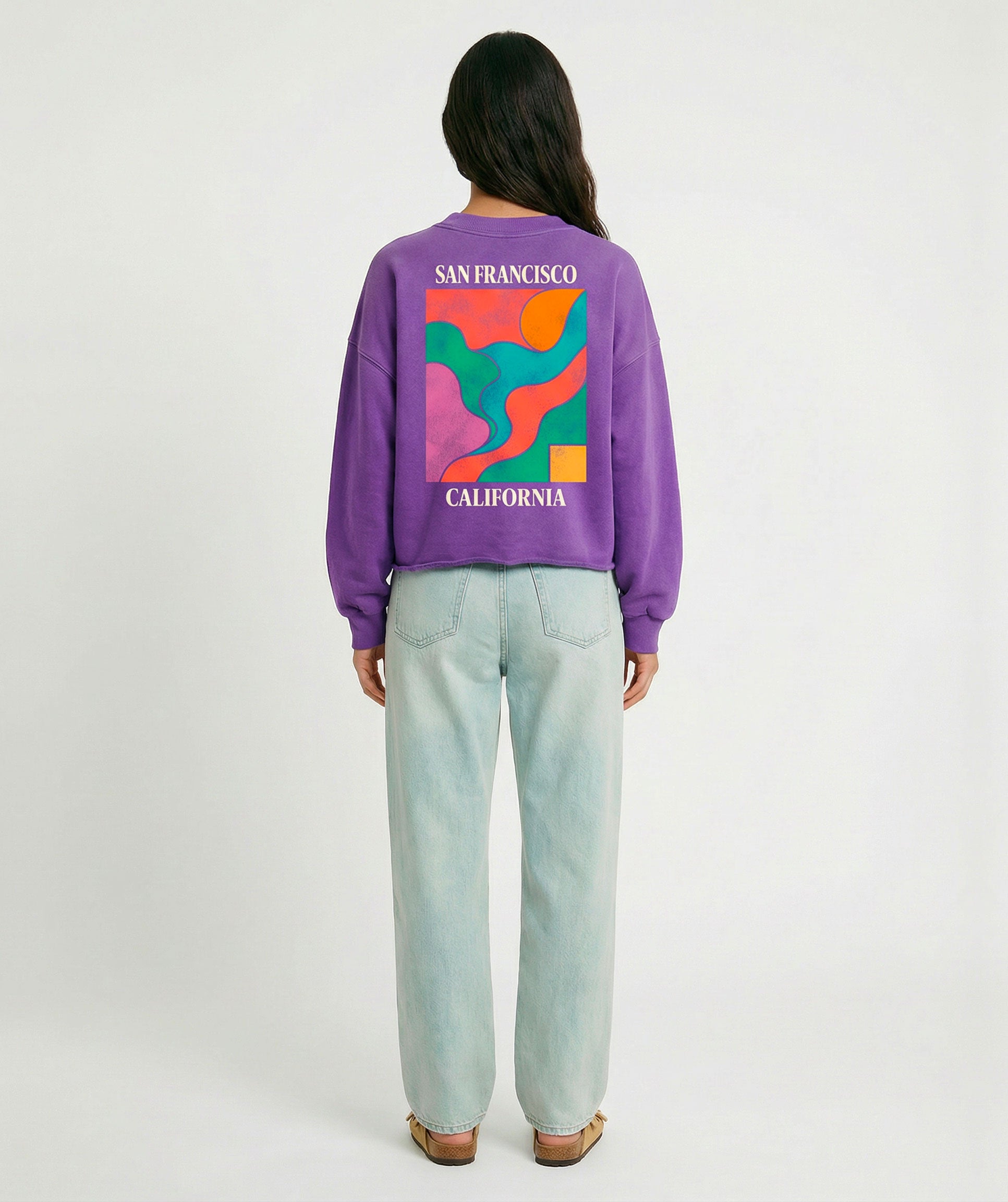 Purple "FRANCIS" crop sweatshirt