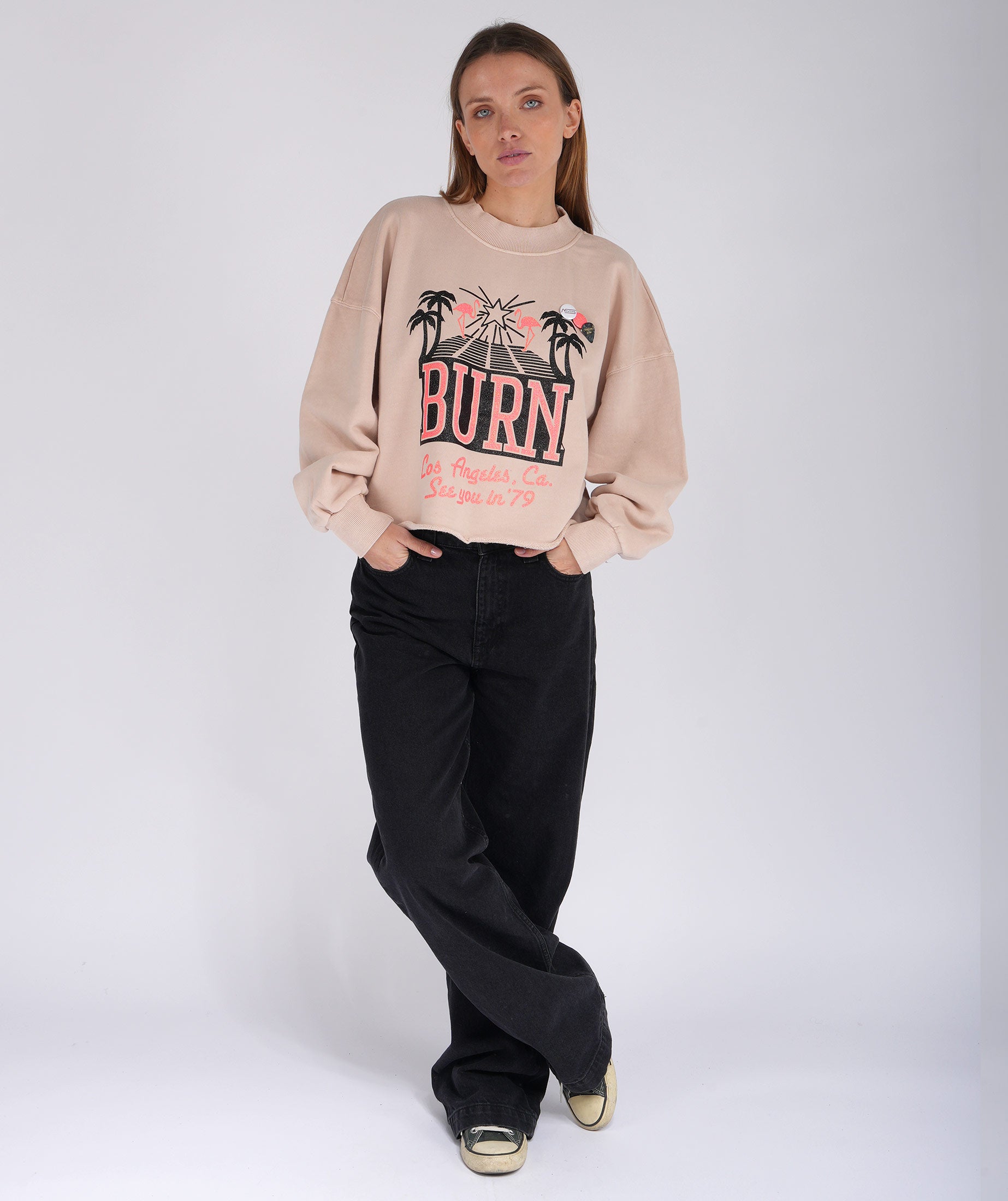 SEE YOU" crop porter whisper sweatshirt