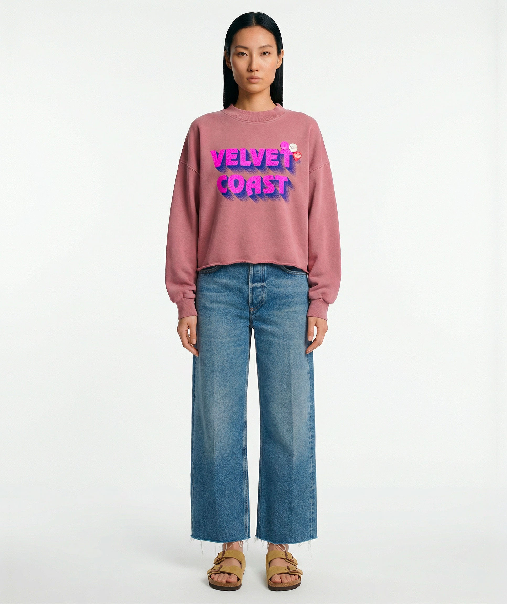 MARINA nude crop sweatshirt