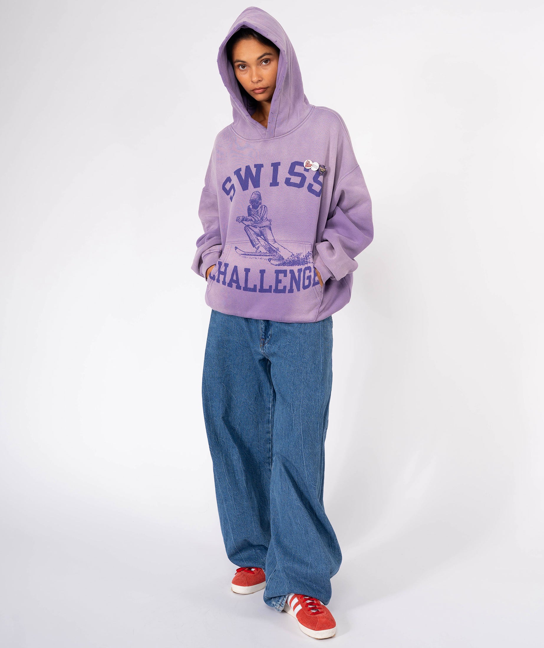 Vintage purple "SWISS" Skyler hoodie