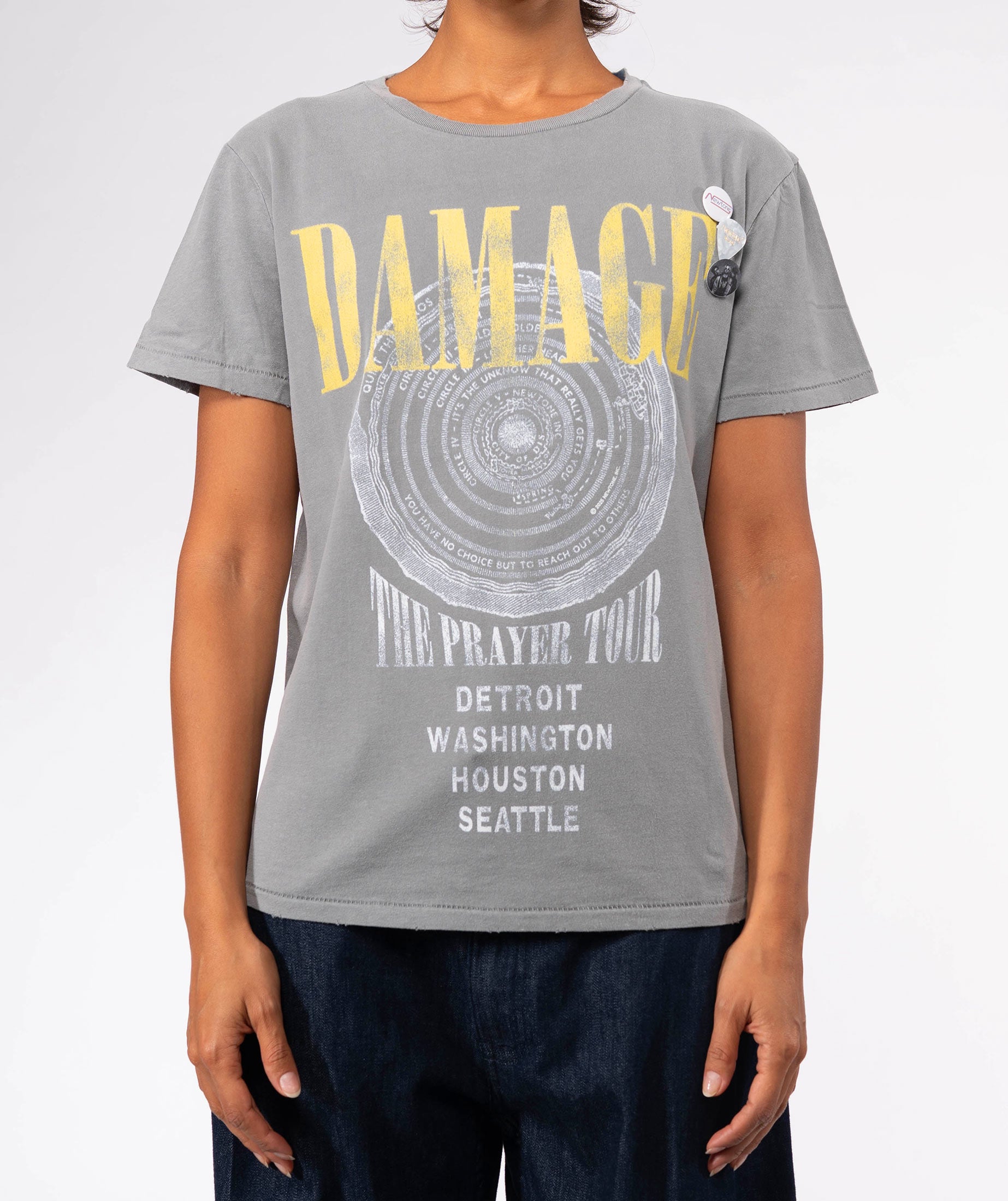 DAMAGE" starlight grey tee shirt