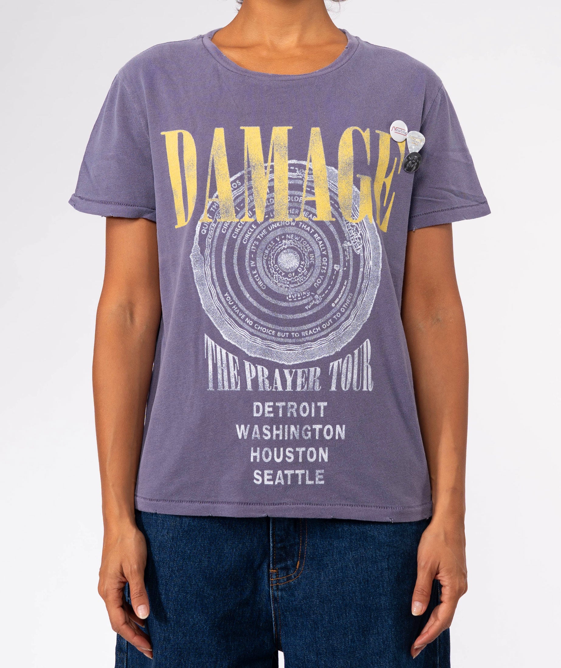 DAMAGE" starlight grape tee shirt