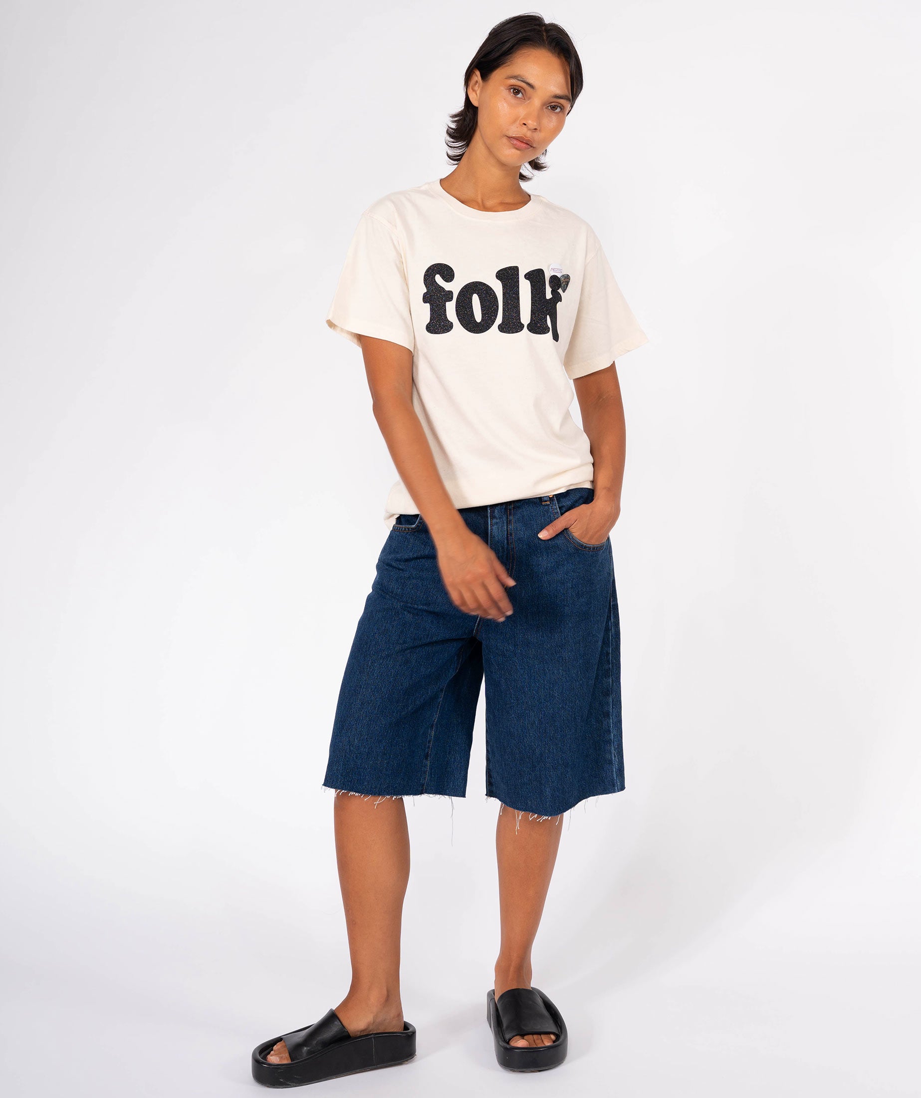 FOLK" natural trucker tee shirt