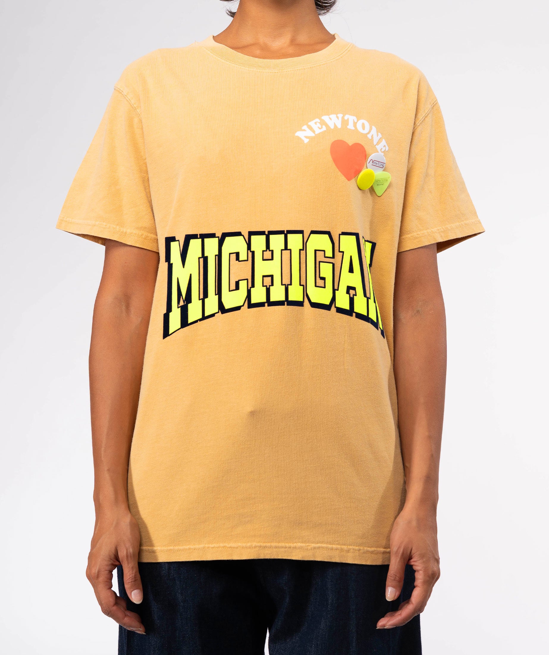 NWTLOVE" mustard trucker tee shirt