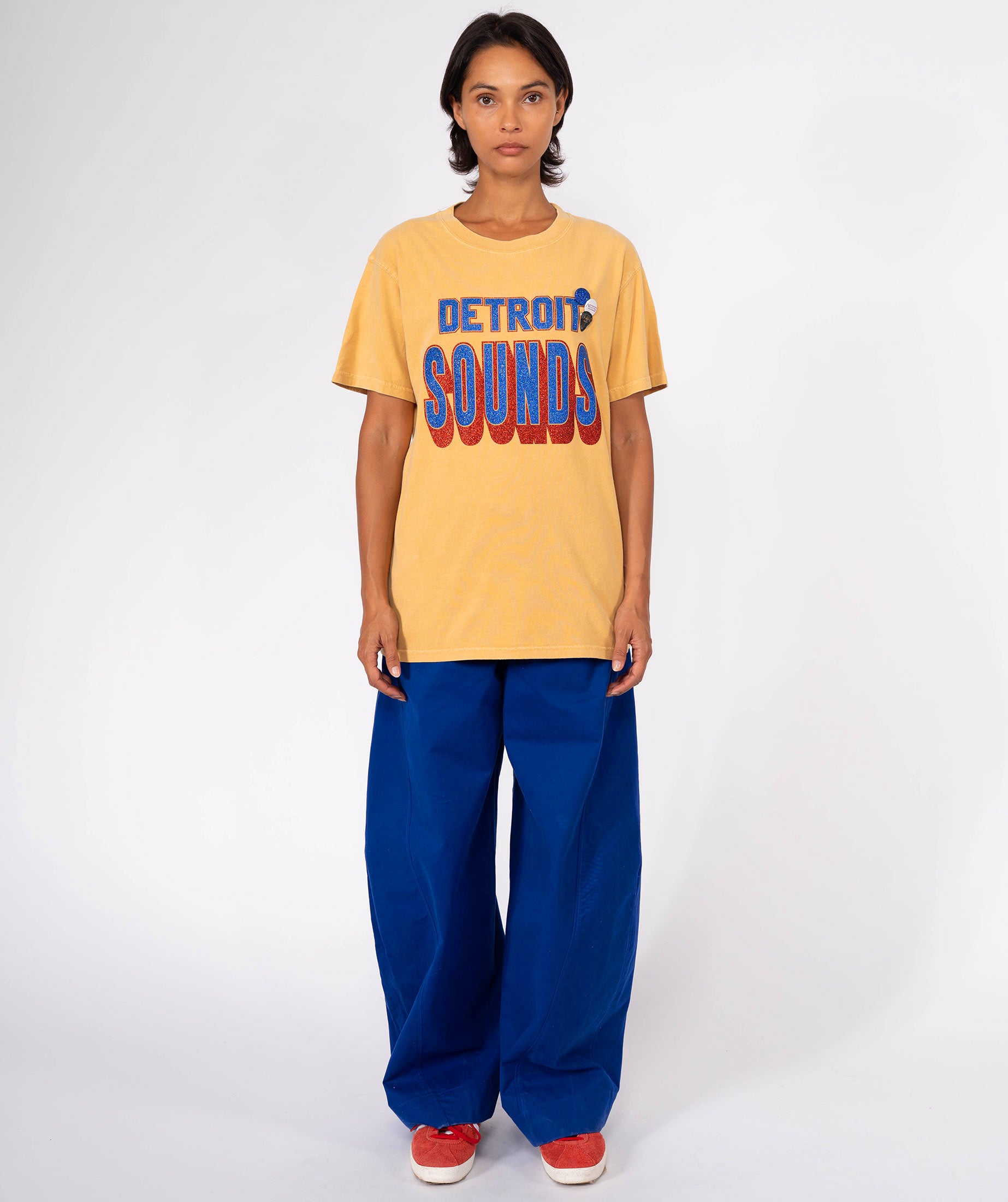 SONG" mustard trucker tee shirt