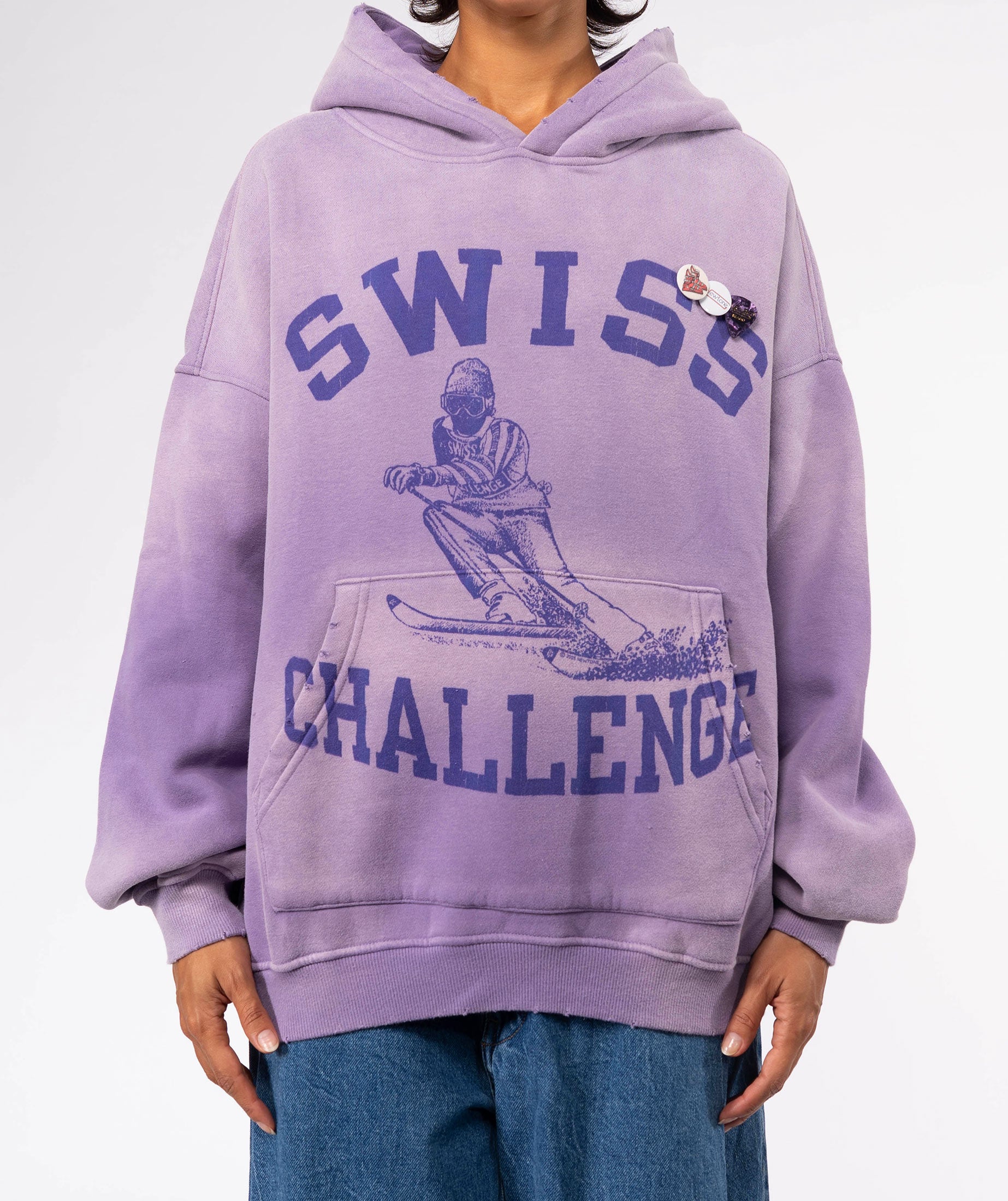 Vintage purple "SWISS" Skyler hoodie