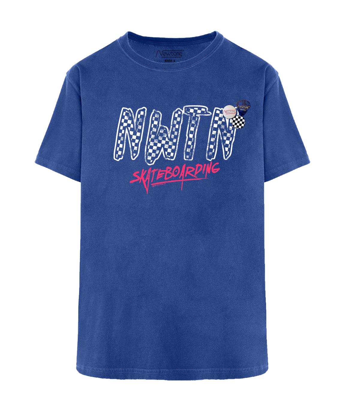 Blue trucker tee shirt "SKATEBOARDING" - Newtone